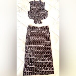 Elegant Black and Tan Women's Skirt Set